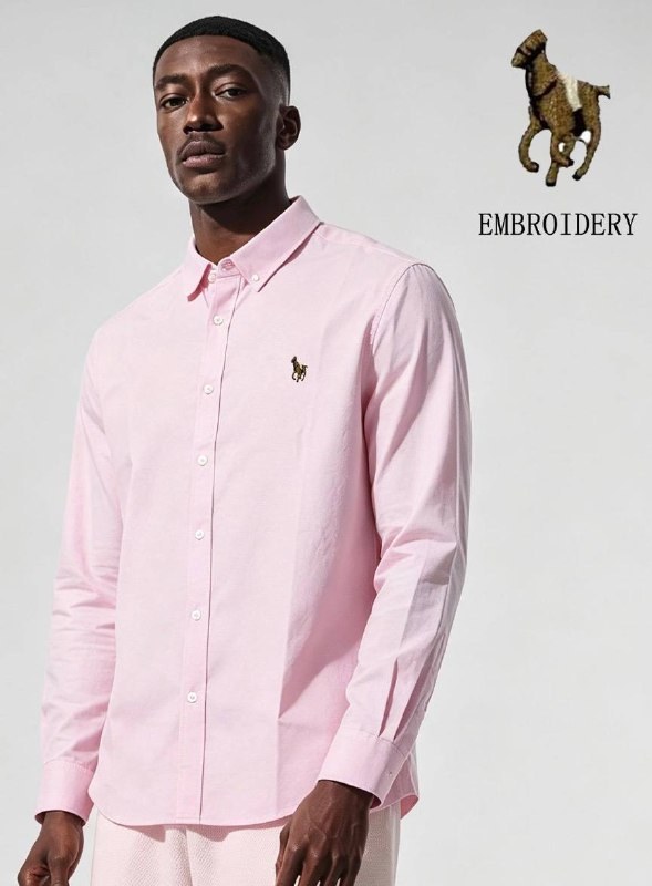 Chemise Ralph Lauren rose en coton brodé