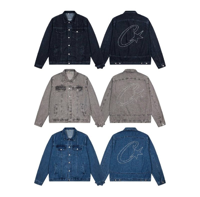 Veste en jean Corteiz avec logo étoile au dos