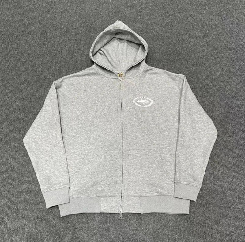 Sweat zippé à capuche Corteiz gris chiné