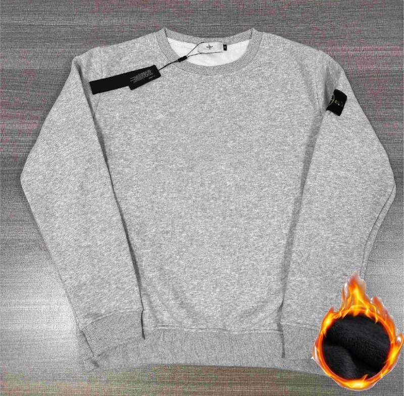 Sweat Stone Island polaire col rond gris chiné