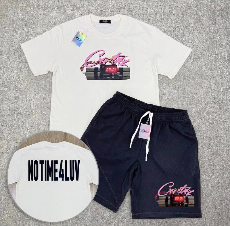 Ensemble t-shirt blanc et short noir Corteiz