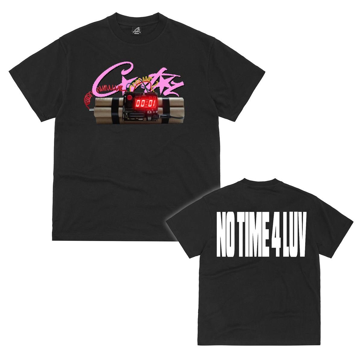 T-shirt Corteiz No Time 4 Luv blanc et noir