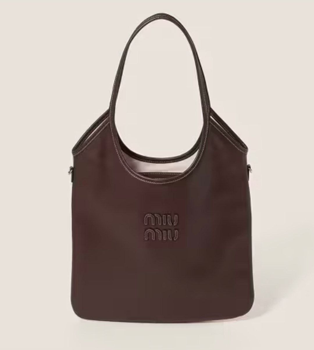 Sac cabas Miu Miu en cuir marron foncé