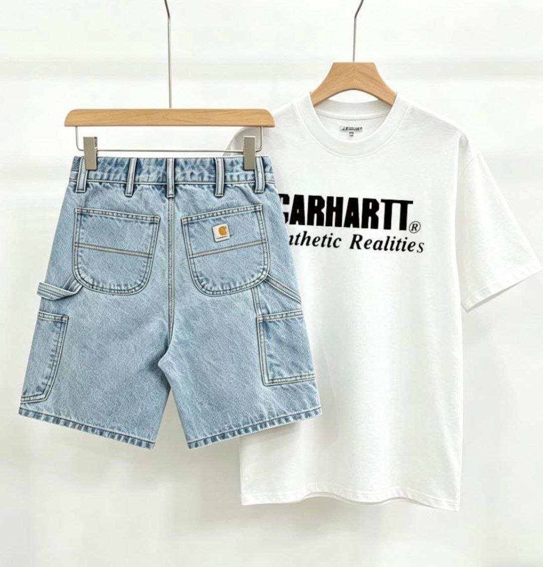 Ensemble Carhartt t-shirt imprimé et bermuda en jean