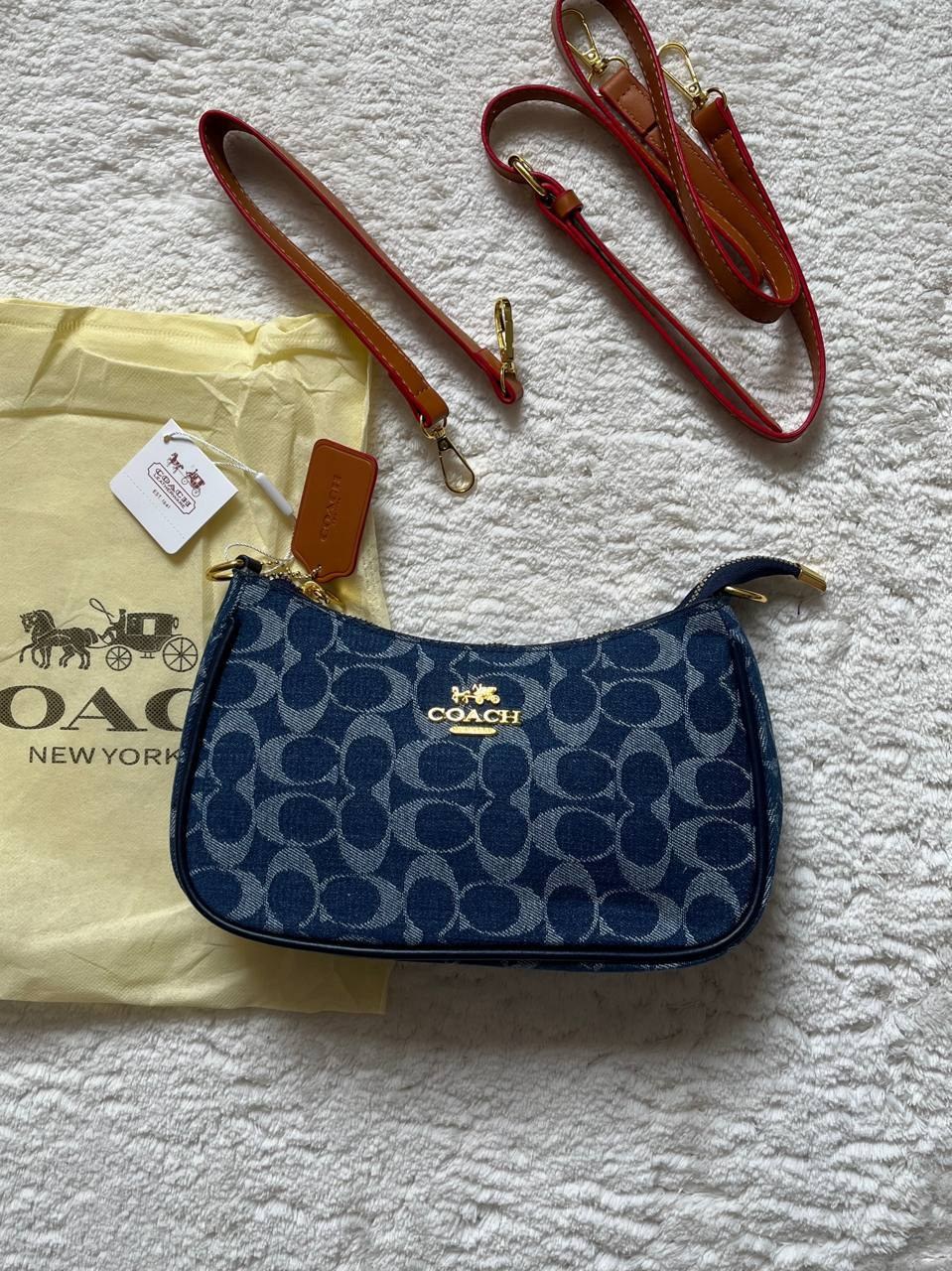Sac porté épaule Coach en denim monogramme
