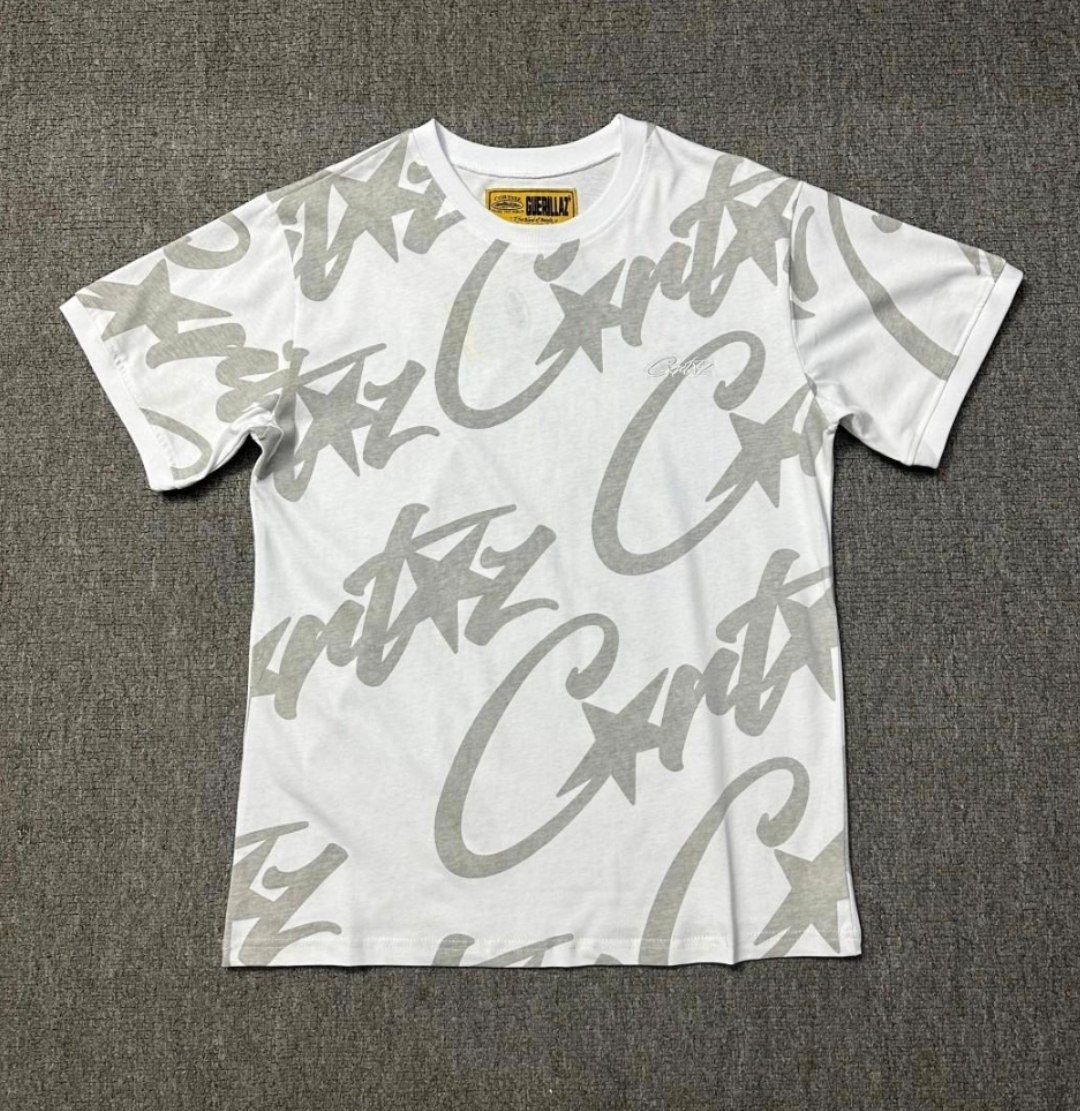 T-shirt Corteiz blanc à imprimé all-over gris