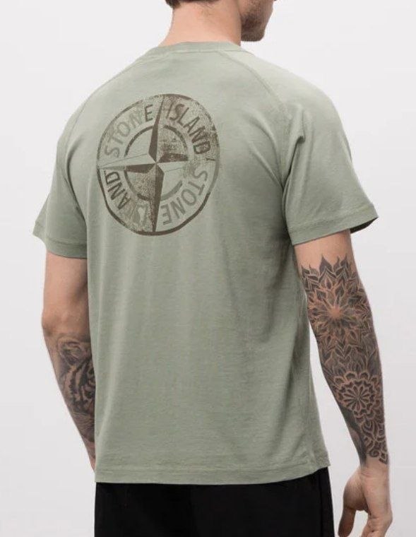 T-shirt Stone Island vert logo rose des vents