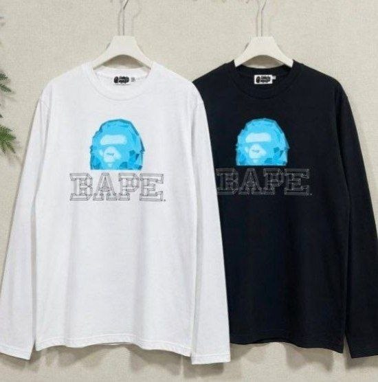 T-shirts manches longues Bape tête de singe bleue