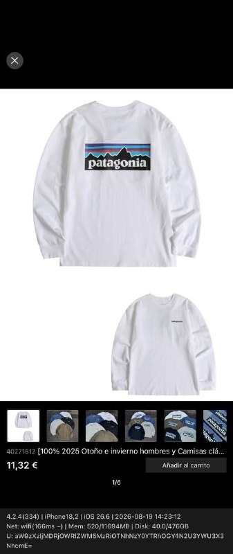 T-shirt manches longues Patagonia blanc à logo