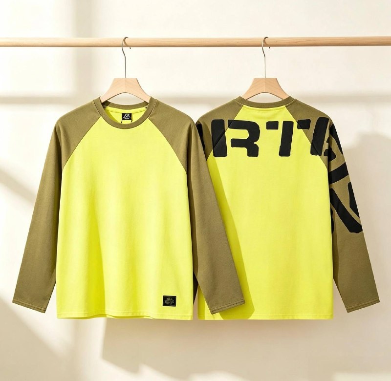 T-shirt manches longues Corteiz bicolore jaune et vert