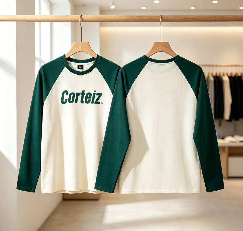 T-shirt manches longues Corteiz raglan vert et blanc