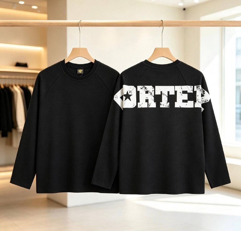 T-shirt manches longues Corteiz noir gaufré