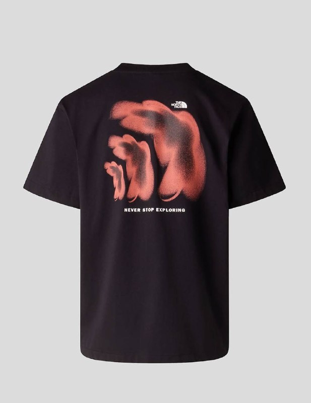 T-shirt The North Face noir motif abstrait corail