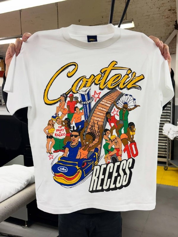 T-shirt Corteiz blanc graphique Recess multicolore