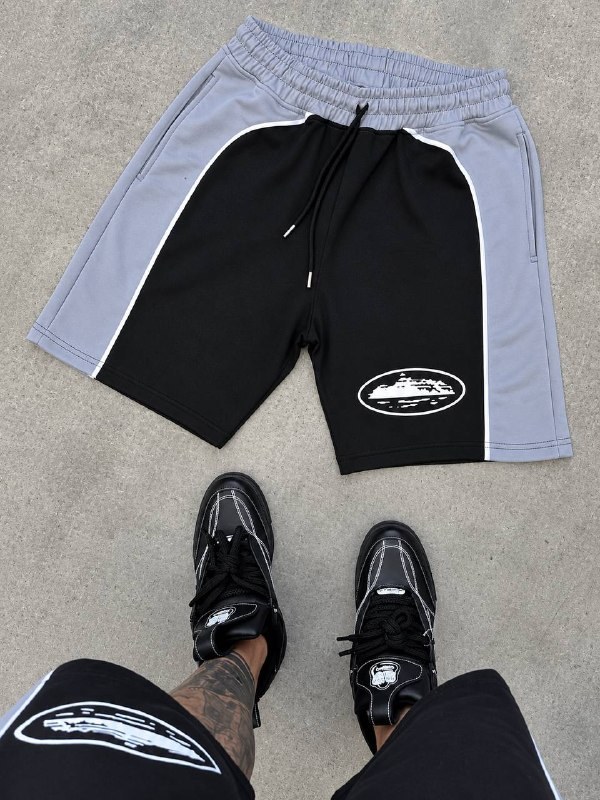 Short de survêtement Corteiz bicolore noir et gris