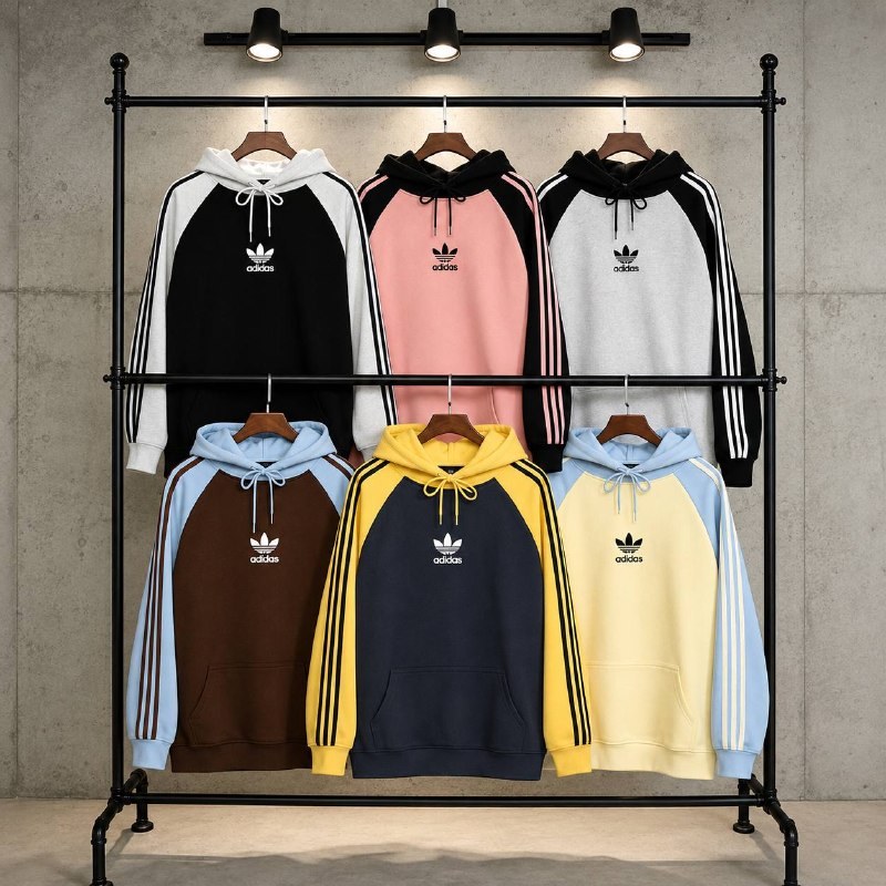 Sweat à capuche Adidas bicolore à bandes
