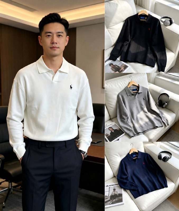 Pull polo en maille Polo Ralph Lauren à col ouvert