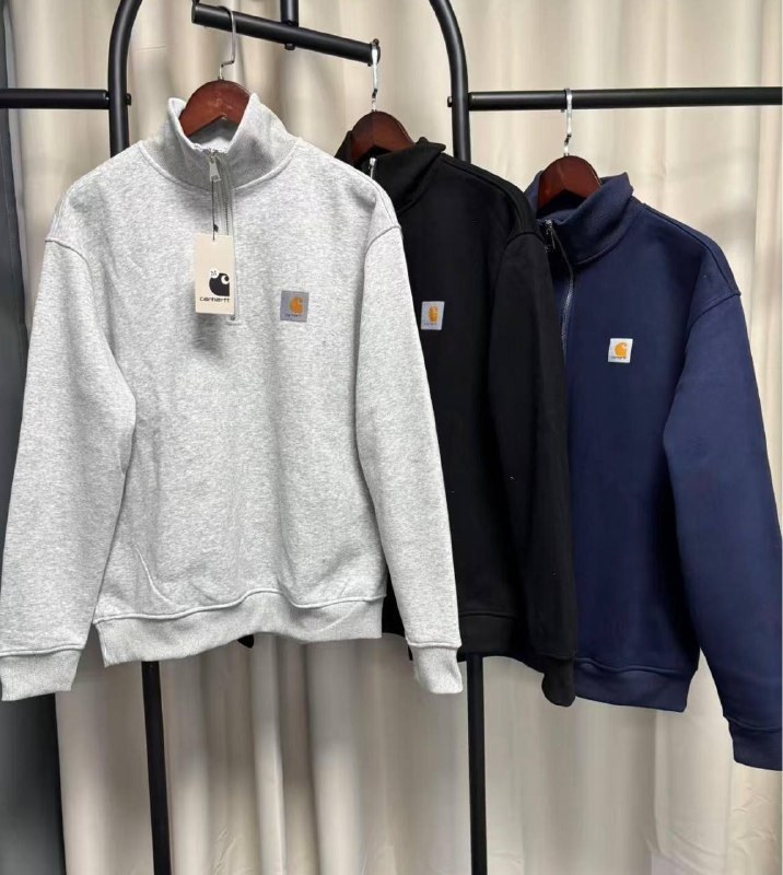 Sweat à col zippé Carhartt gris chiné