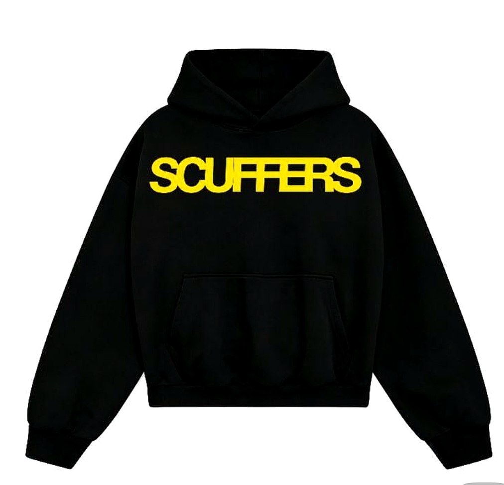 Sweat à capuche Scuffers noir logo jaune