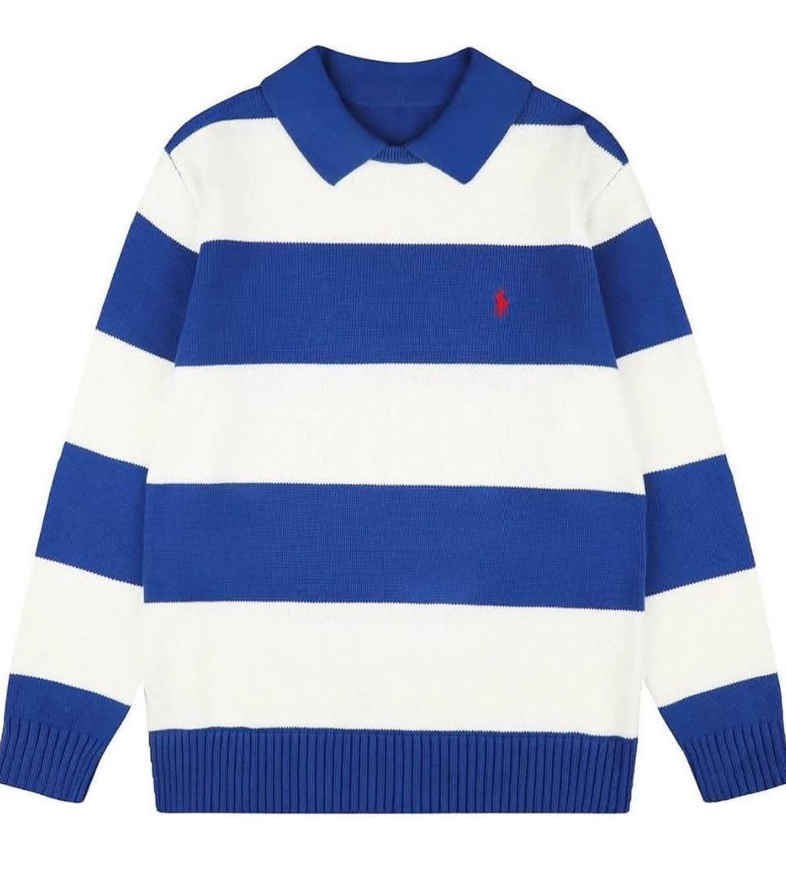 Pull polo Ralph Lauren rayé bleu et blanc