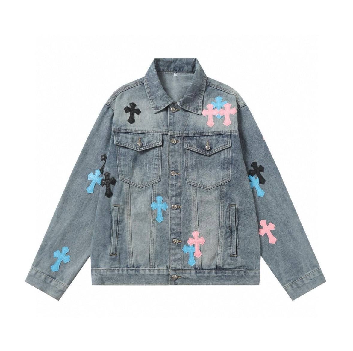 Veste en jean Chrome Hearts à patchs croix