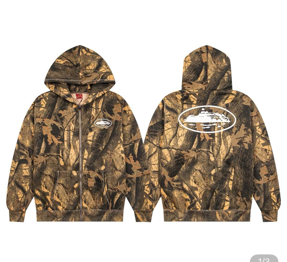 Sweat zippé à capuche Corteiz camouflage boisé