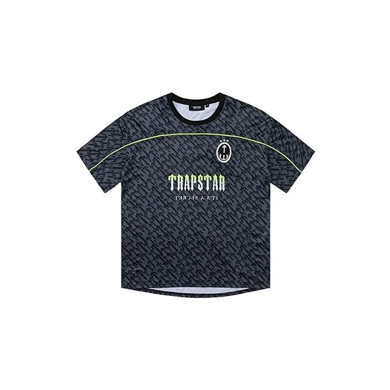 Maillot de football Trapstar imprimé noir et gris