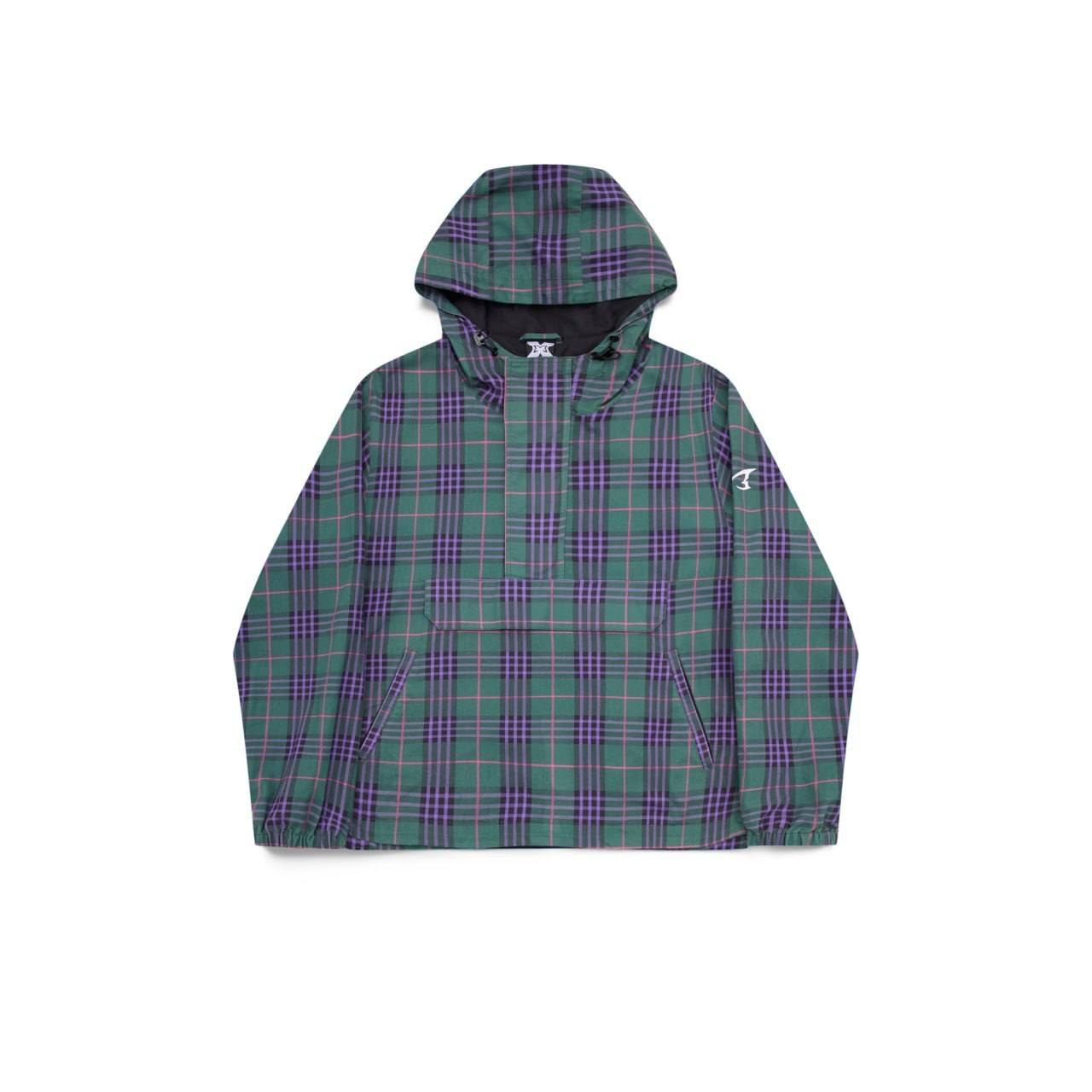 Anorak à capuche Mertra à carreaux vert et violet