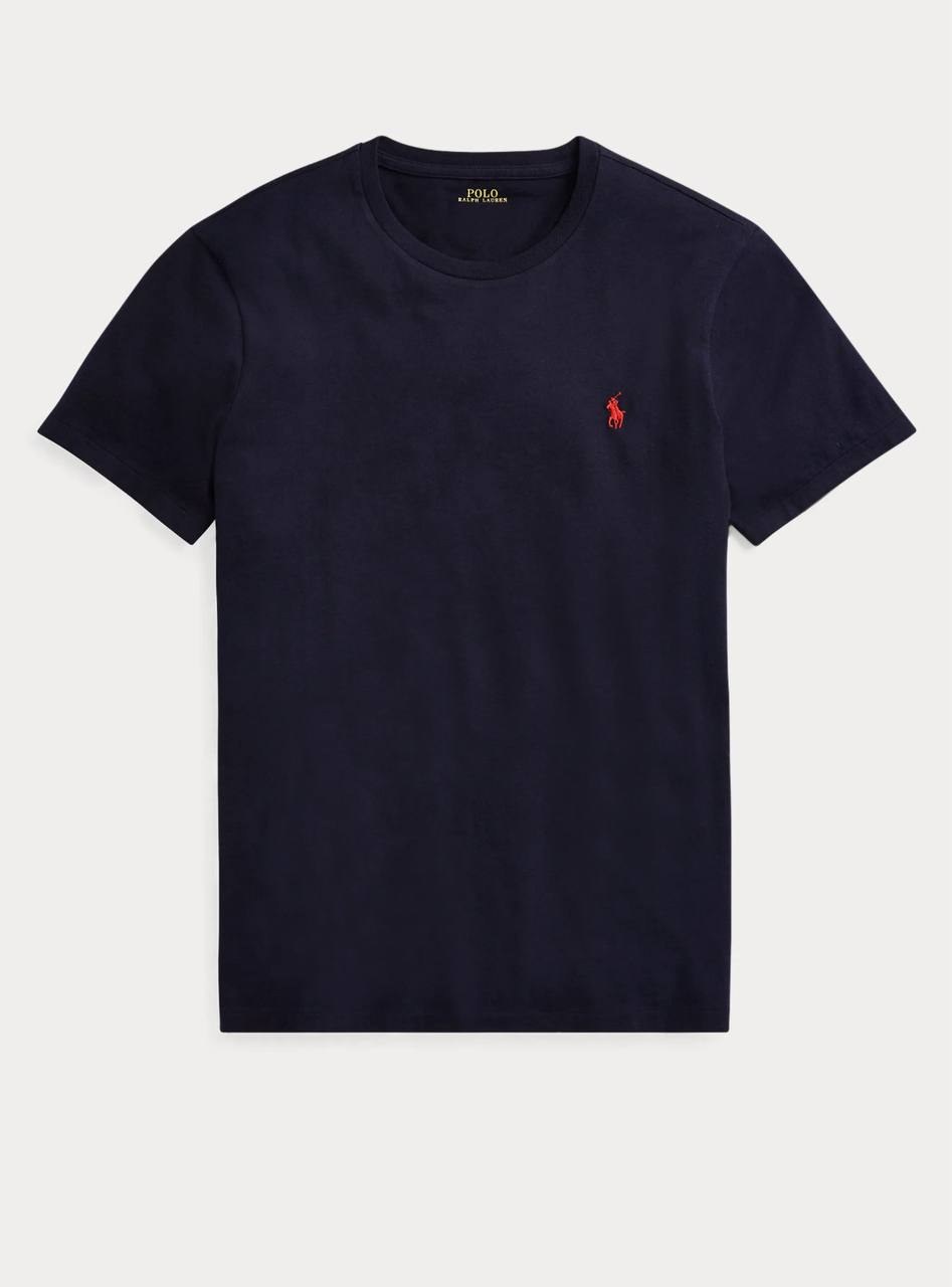 T-shirt Ralph Lauren bleu marine à poney brodé rouge