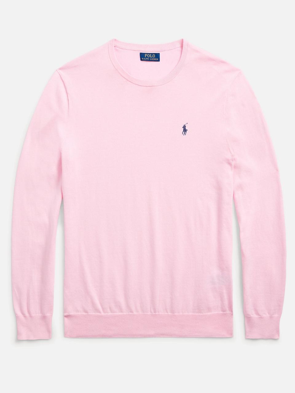 Pull col V en coton rose Polo Ralph Lauren