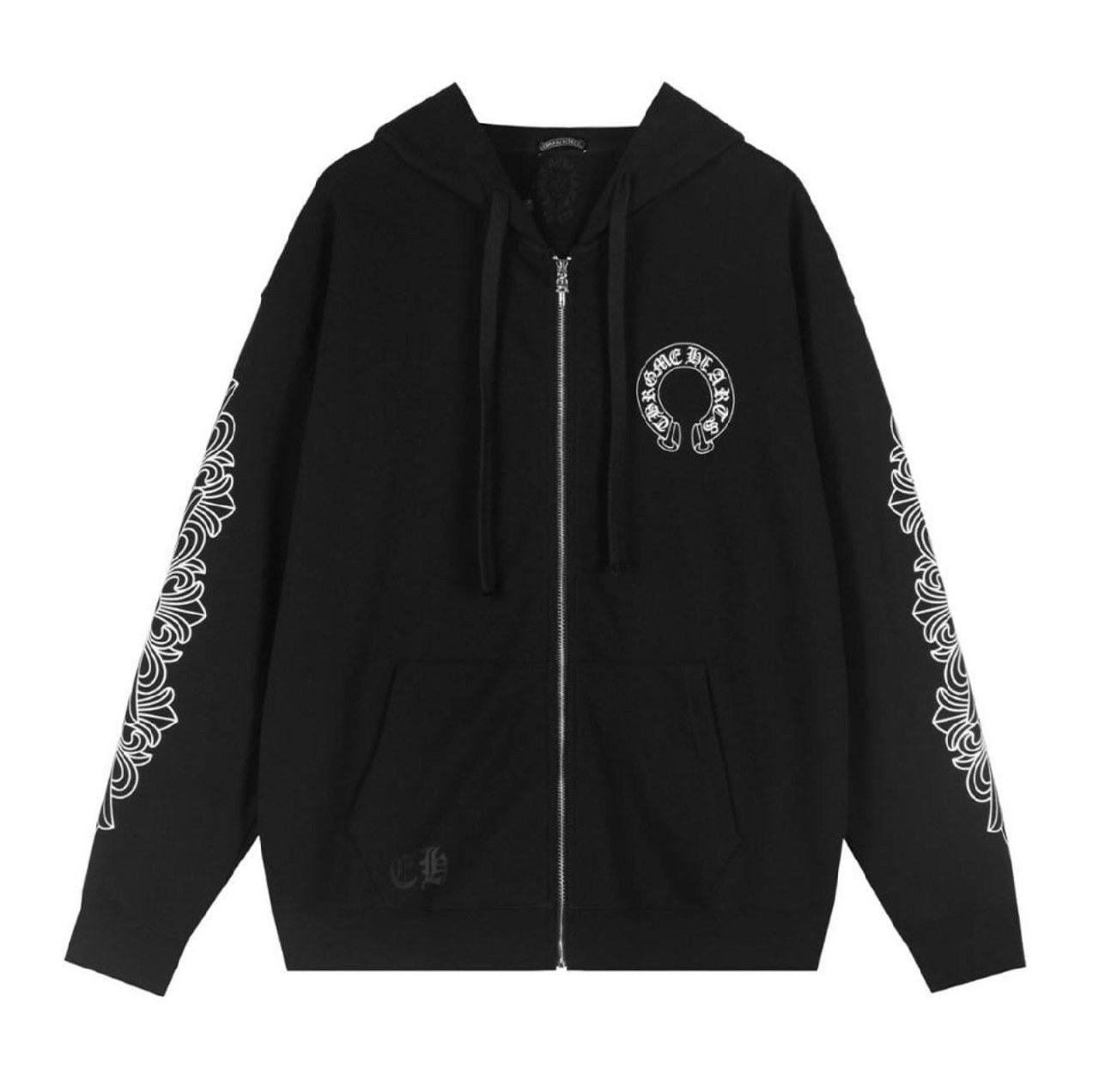 Sweat zippé Chrome Hearts noir à motifs gothiques