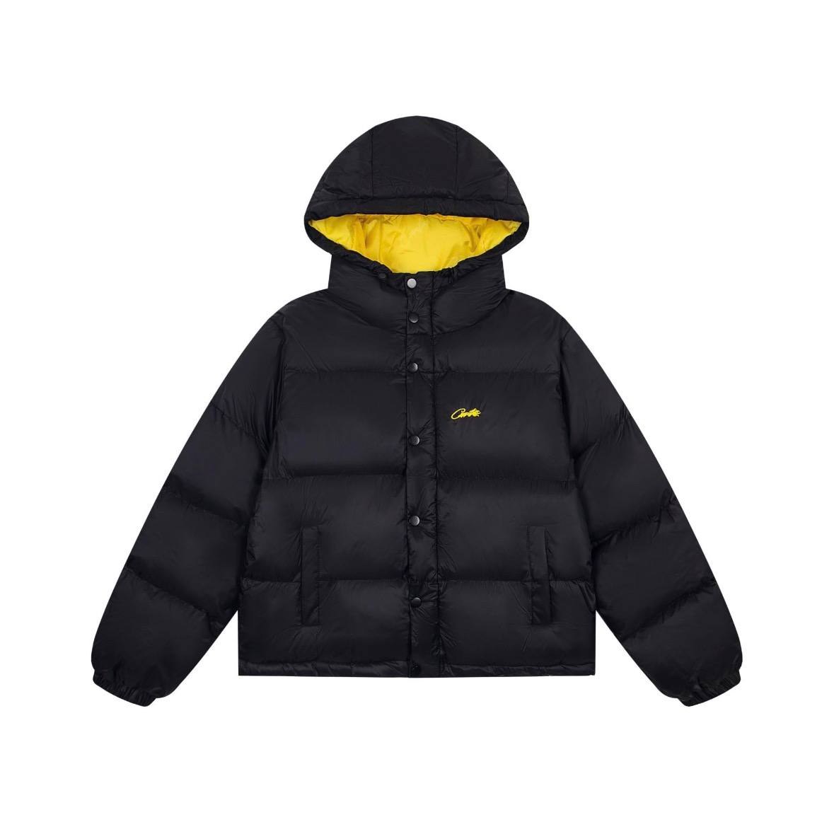 Doudoune à capuche Corteiz noire et jaune