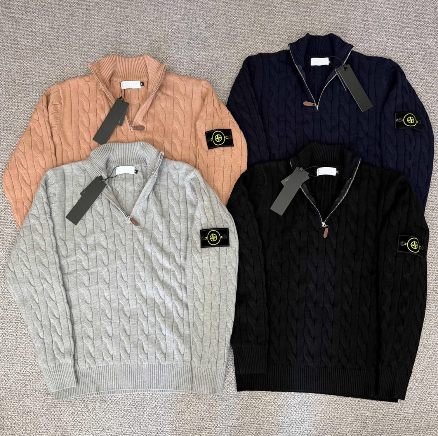 Pull en maille torsadée demi-zip Stone Island