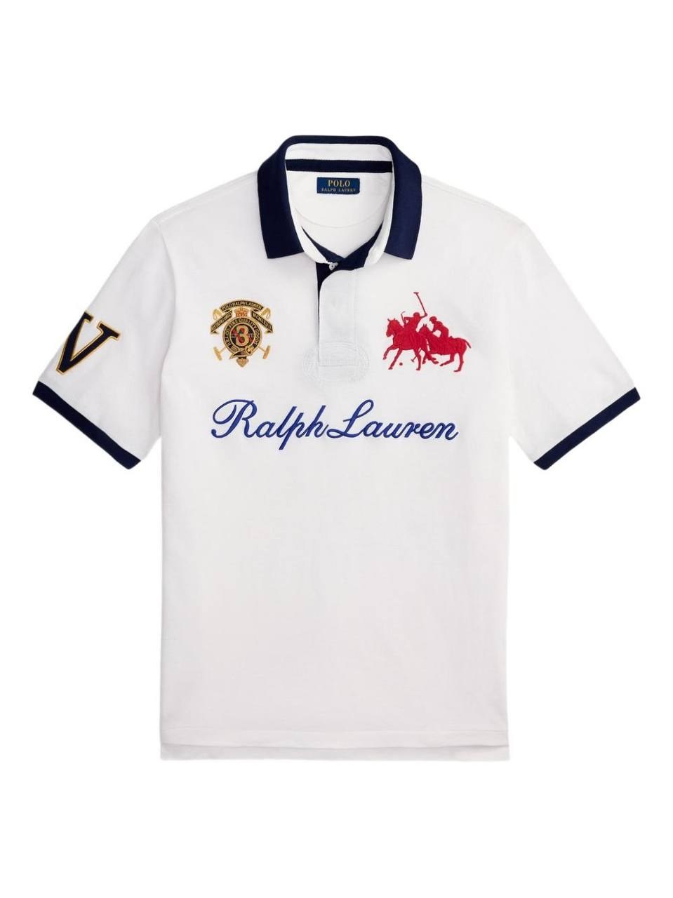 Polo Ralph Lauren blanc à broderies multicolores