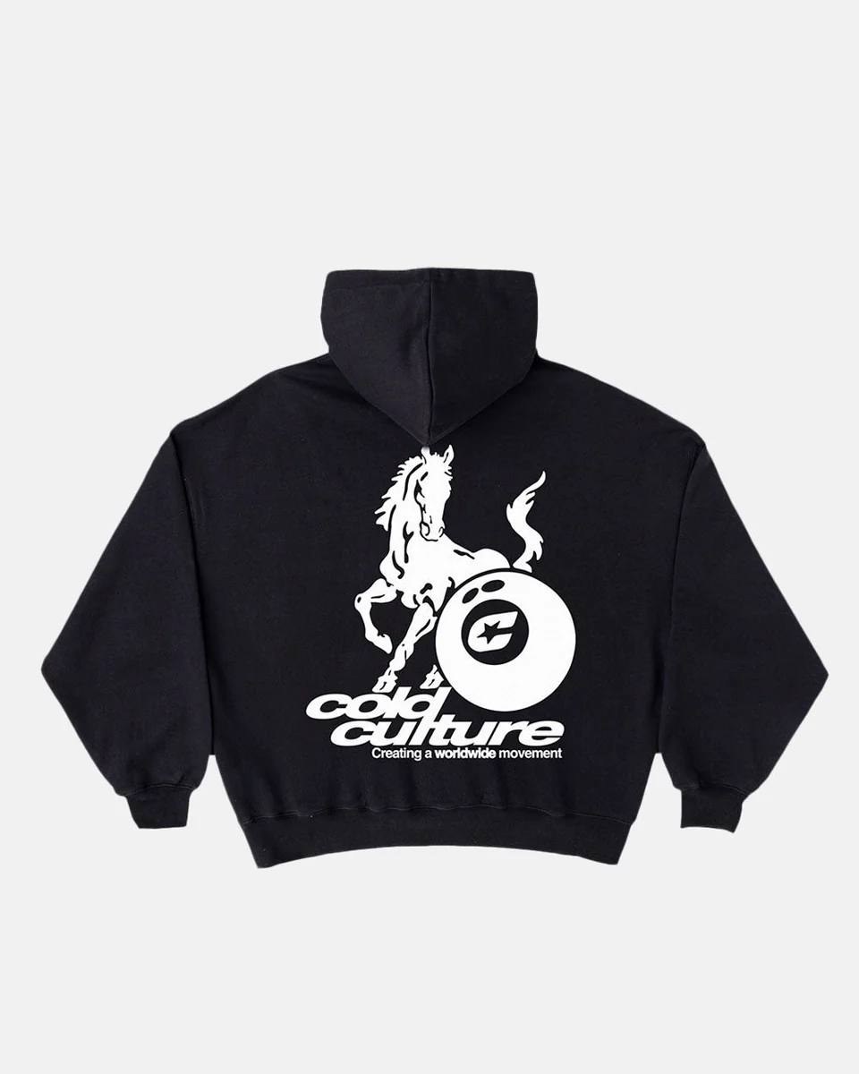 Sweat à capuche Cold Culture noir imprimé cheval
