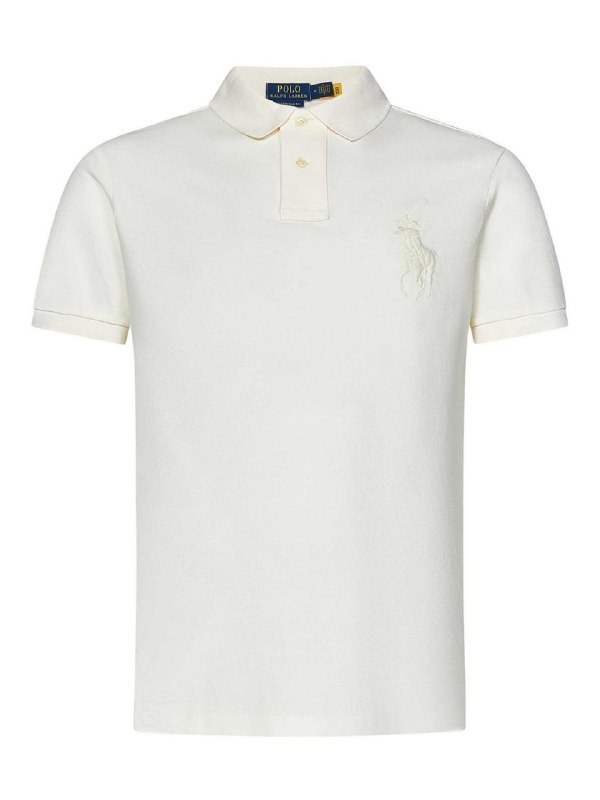 Polo Ralph Lauren blanc brodé ton sur ton