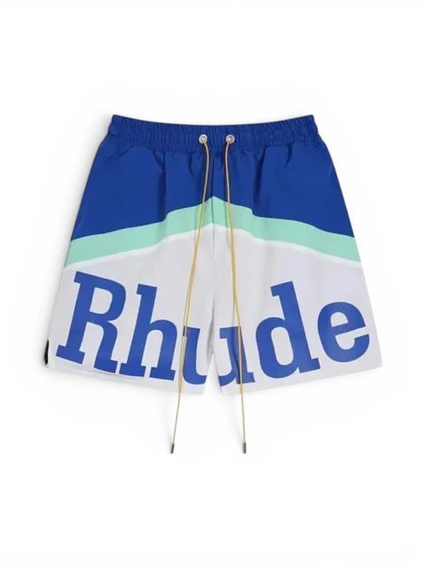 Short de bain bicolore Rhude bleu et blanc