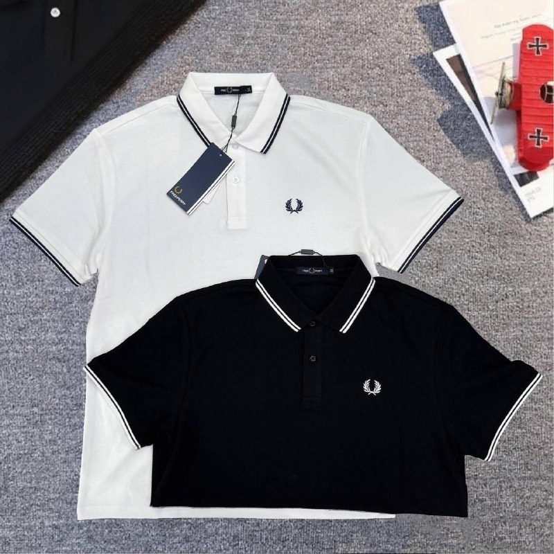 Polos à liserés Fred Perry noir et blanc