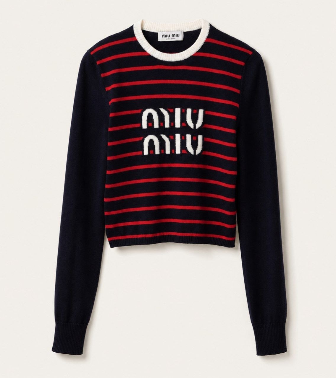 Pull Miu Miu en maille rayée bleu et rouge