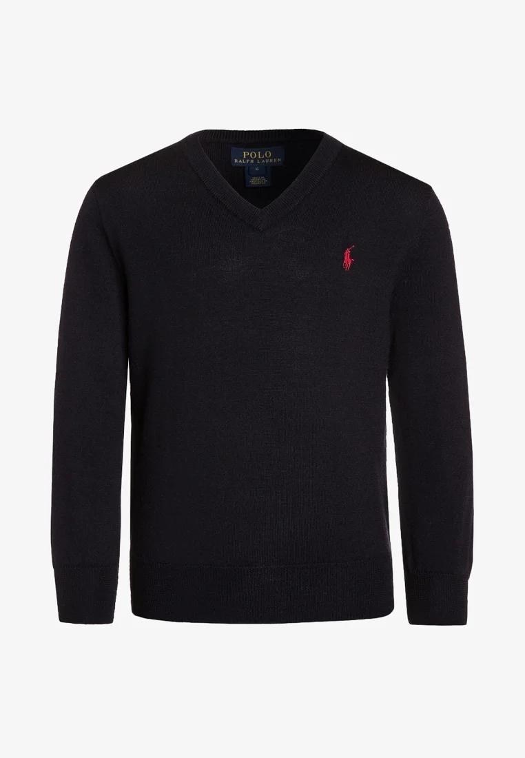 Pull col V Polo Ralph Lauren noir brodé