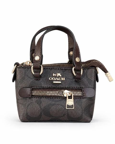 Mini sac à main Coach en toile monogramme marron