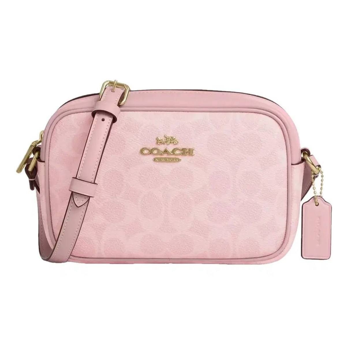 Sacoche bandoulière Coach rose à motif monogramme