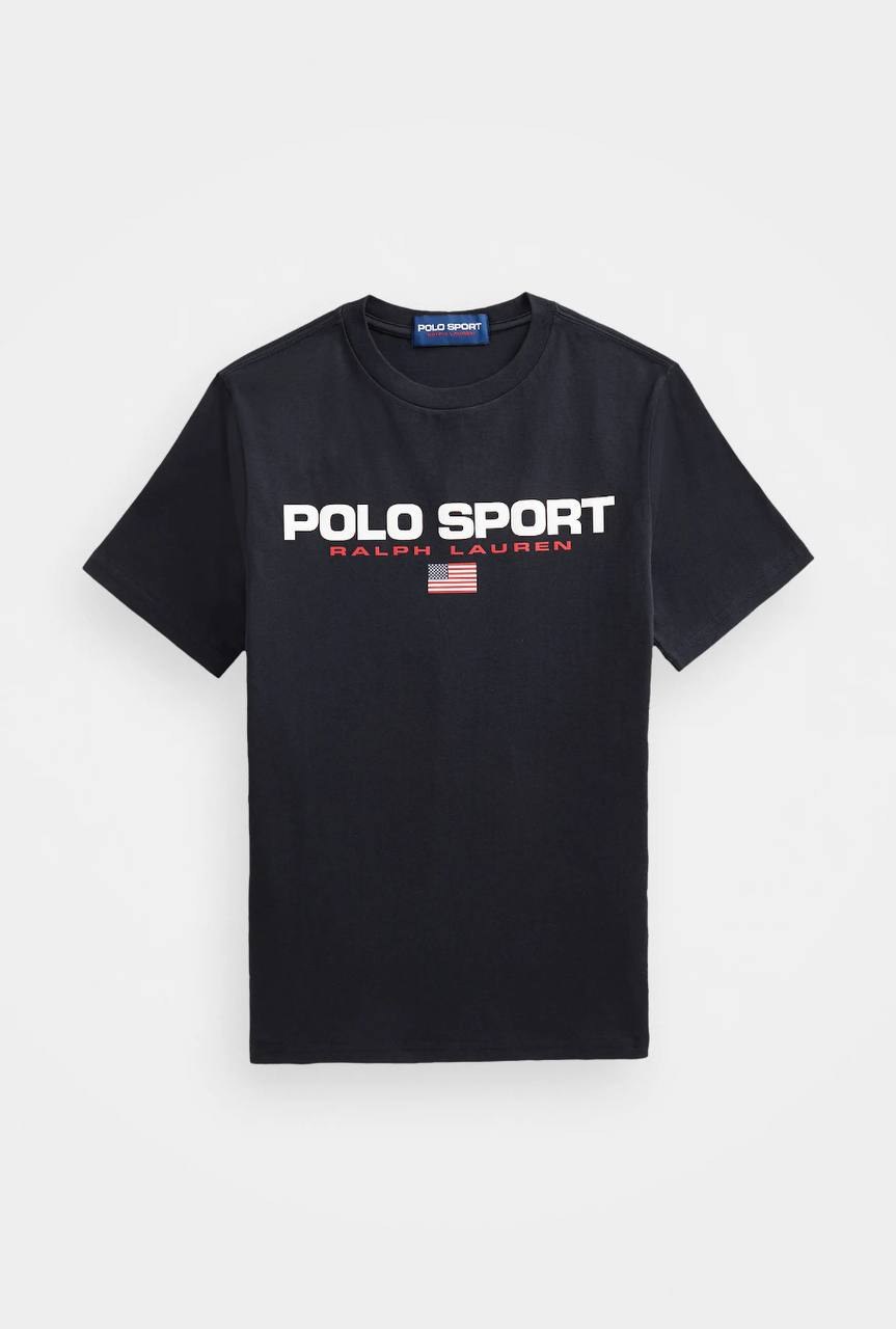 T-shirt Polo Sport Ralph Lauren noir imprimé drapeau