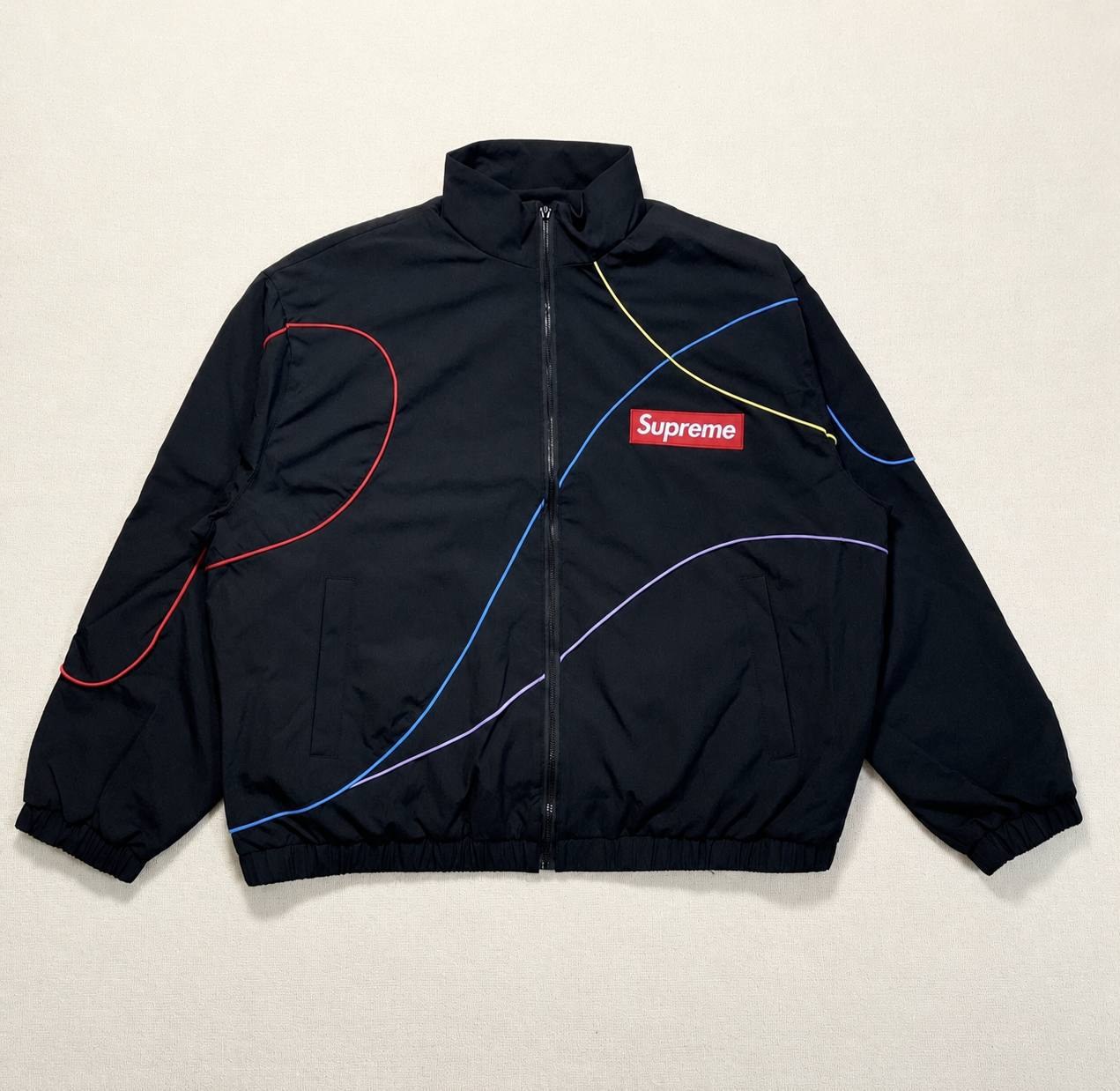 Veste zippée Supreme noire à lignes multicolores