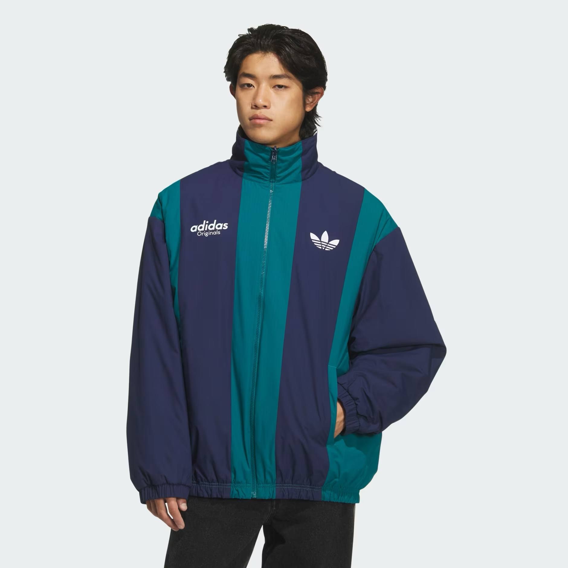 Veste zippée bicolore Adidas Originals bleu et vert