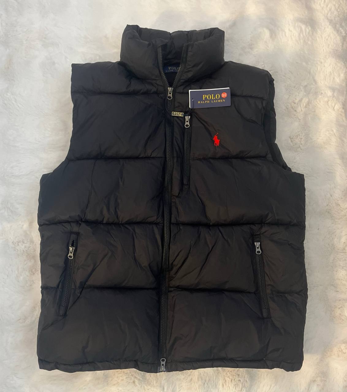 Doudoune sans manches Ralph Lauren noire poney rouge