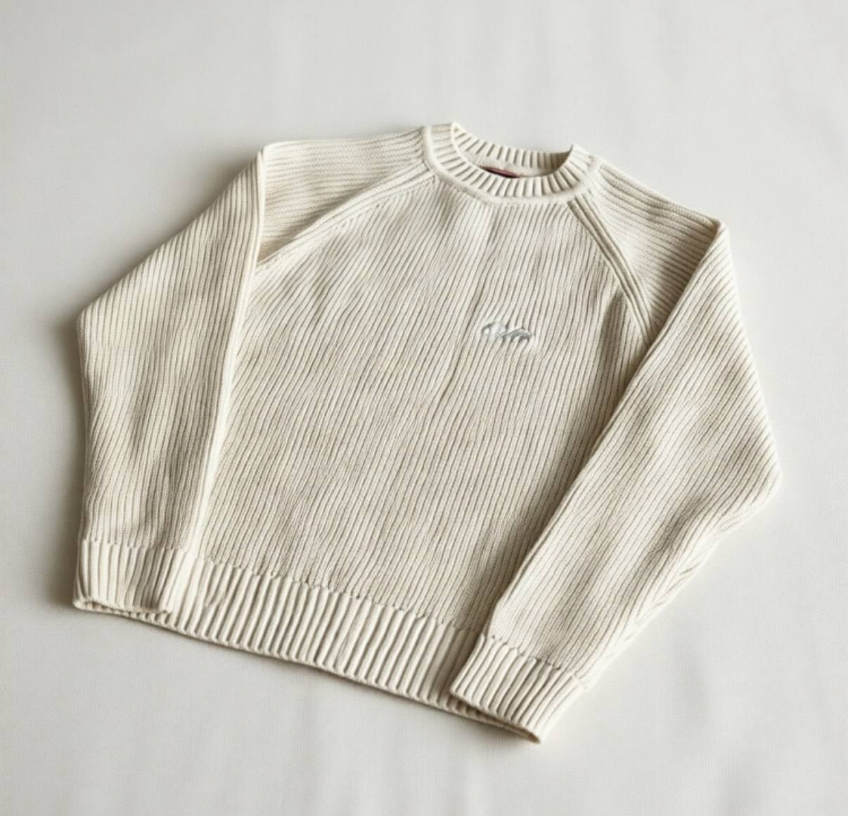 Pull côtelé Corteiz crème col rond