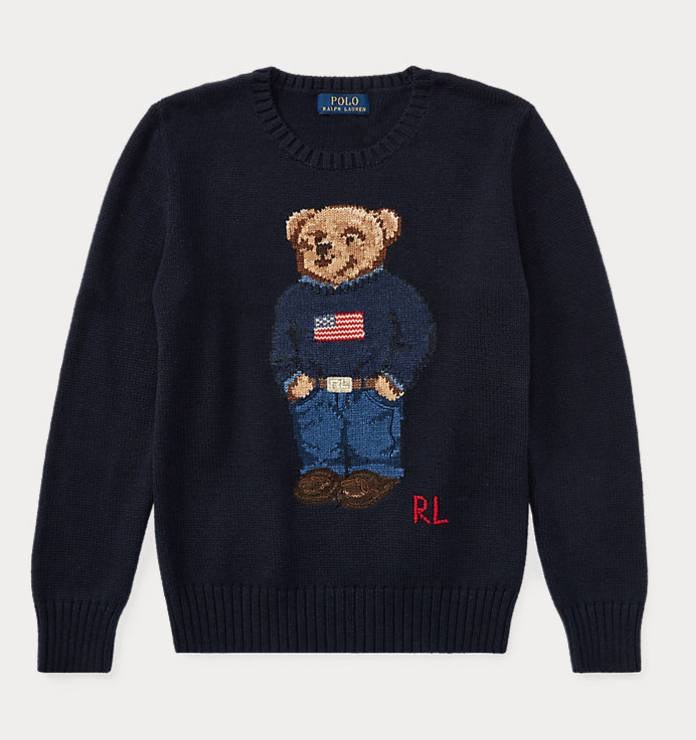 Pull Polo Ralph Lauren Bear drapeau bleu marine
