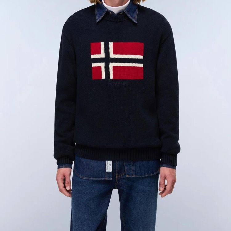 Pull en maille Napapijri bleu marine drapeau