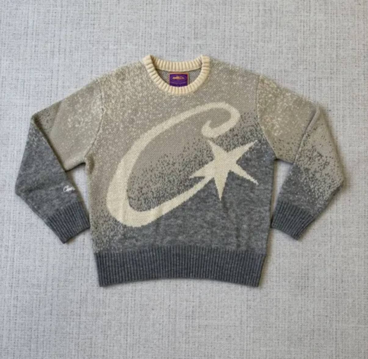 Pull en maille Corteiz logo C dégradé gris